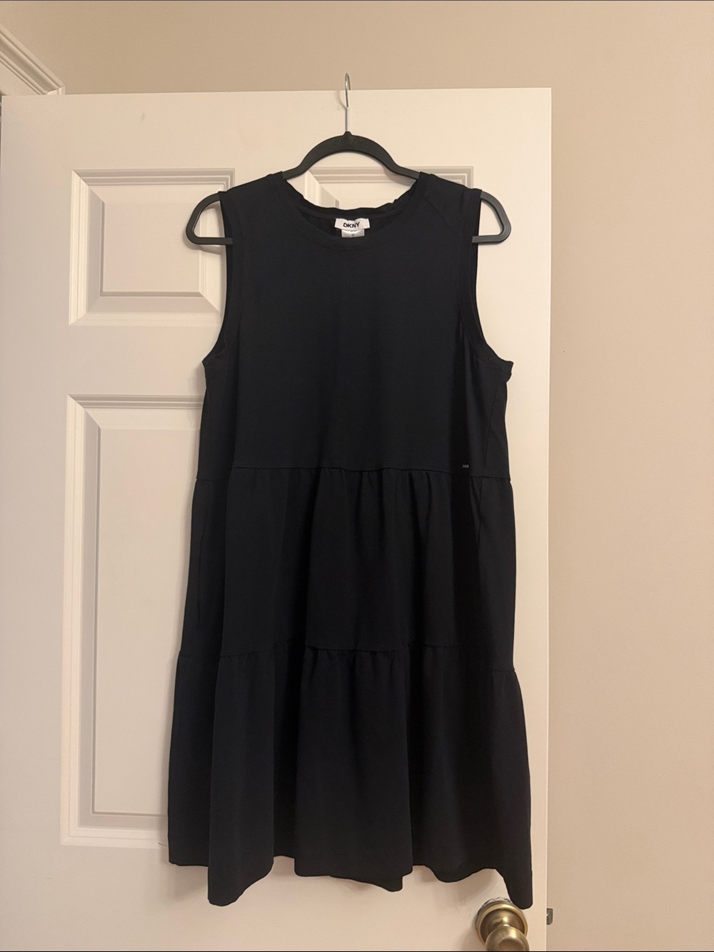 DKNY Black Sleeveless Tiered Mini Dress
